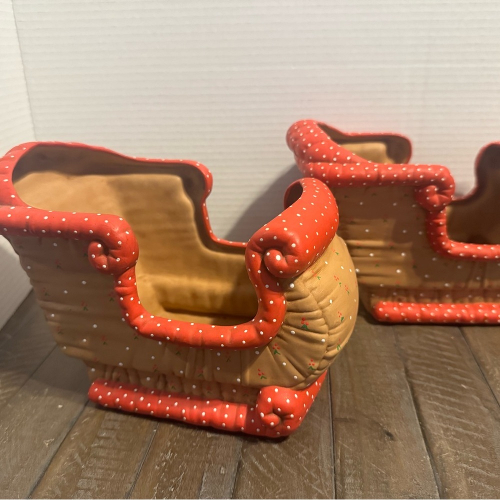 Vintage Kimple Mold Ceramic Sleigh Set - Hand Painted Polka Dot - Picture 7 of 11